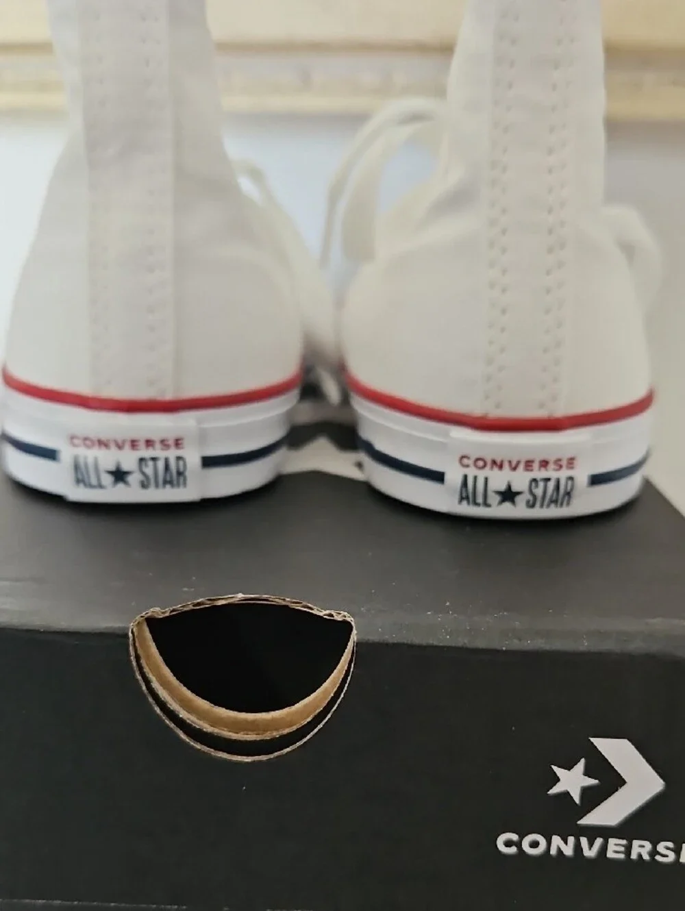 Converse Kids White High-Top Sneakers with Red Trim